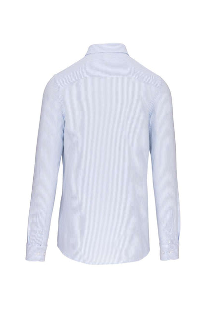 LONG-SLEEVED WASHED OXFORD COTTON SHIRT - Striped White/Oxford Blue - Additional