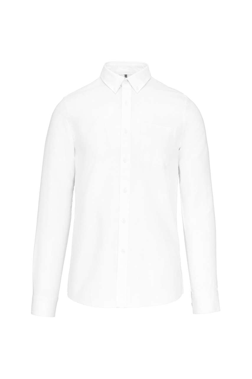 LONG-SLEEVED WASHED OXFORD COTTON SHIRT - White - Main