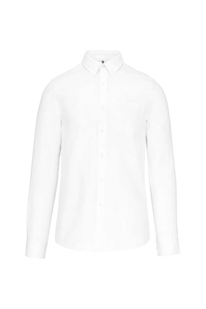 LONG-SLEEVED WASHED OXFORD COTTON SHIRT - White - Main