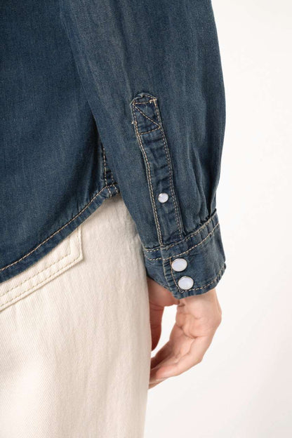 LADIES' LONG-SLEEVED DENIM SHIRT - Blue Jean - Additional