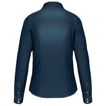 LADIES' LONG-SLEEVED DENIM SHIRT - Blue Jean - Additional