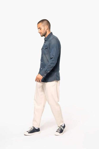 MEN'S LONG-SLEEVED DENIM SHIRT - Blue Jean - Additional