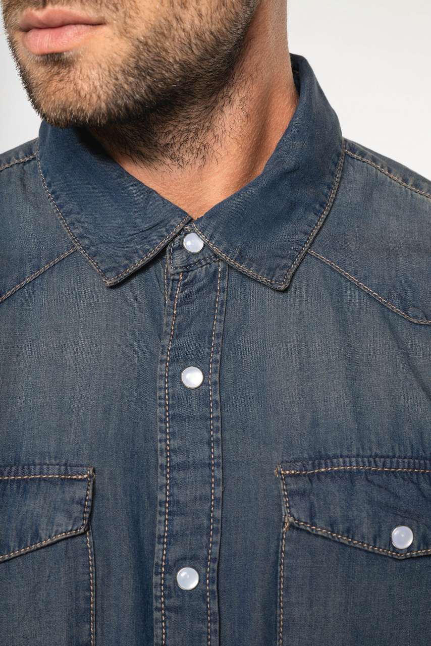 MEN'S LONG-SLEEVED DENIM SHIRT - Blue Jean - Additional