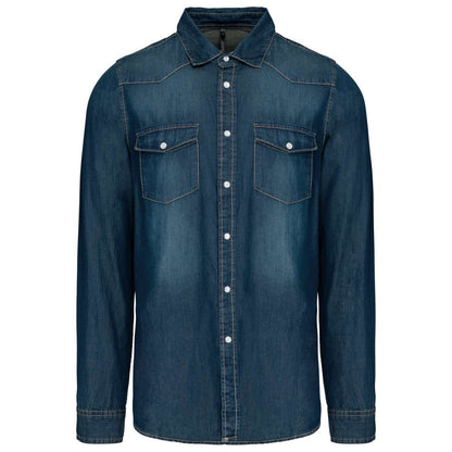 MEN'S LONG-SLEEVED DENIM SHIRT - Blue Jean - Main
