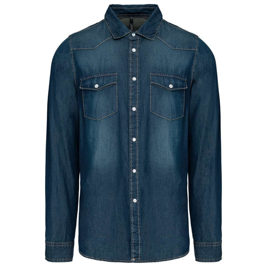 MEN'S LONG-SLEEVED DENIM SHIRT - Blue Jean - Main