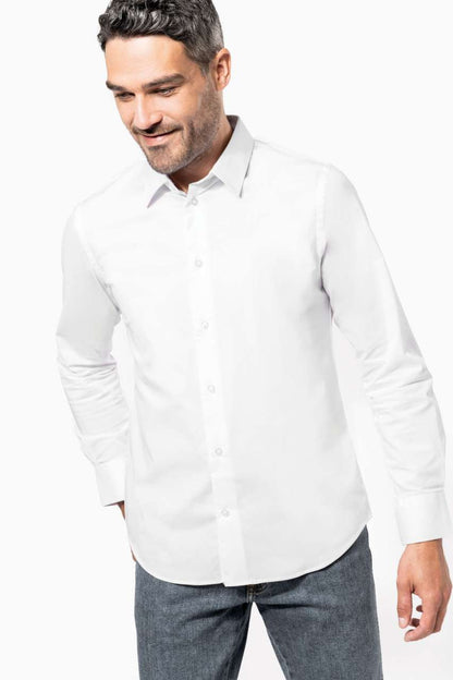 LONG-SLEEVED COTTON/ELASTANE SHIRT - Black - Model