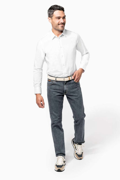 LONG-SLEEVED COTTON/ELASTANE SHIRT - Black - Additional
