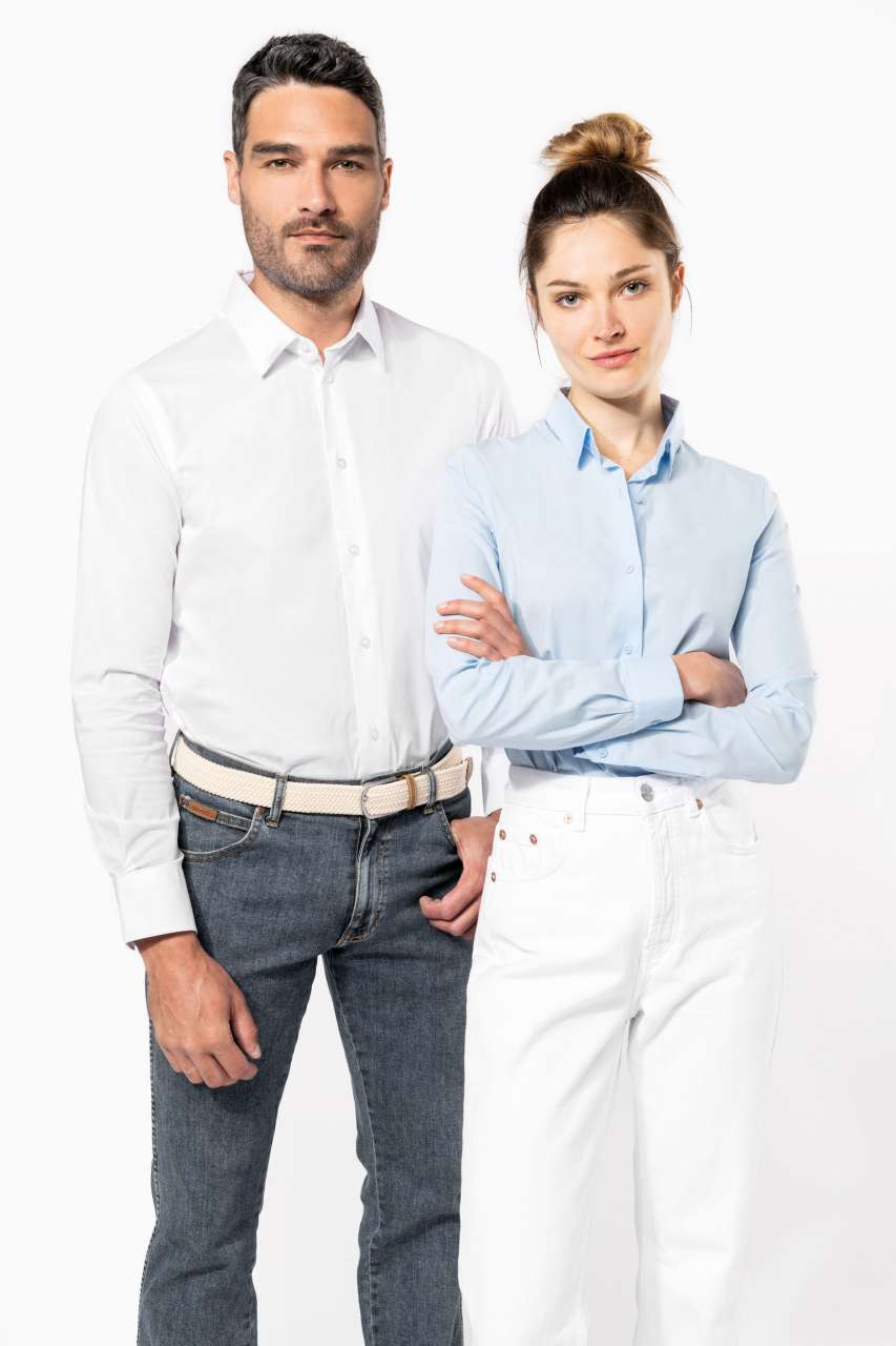 LONG-SLEEVED COTTON/ELASTANE SHIRT - Wine - Additional