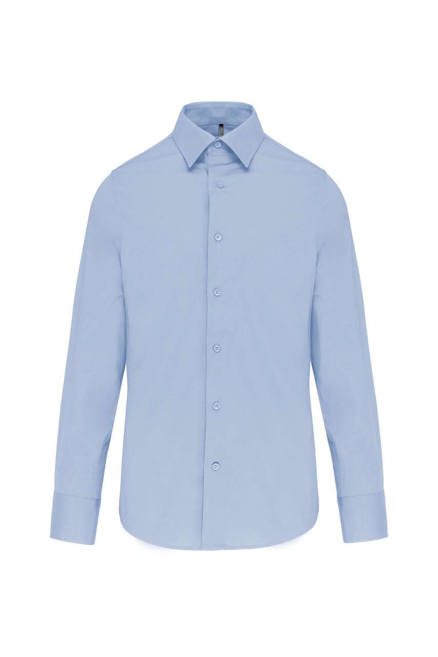 LONG-SLEEVED COTTON/ELASTANE SHIRT - Light Blue - Main