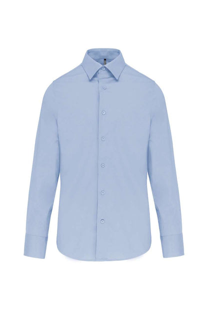 LONG-SLEEVED COTTON/ELASTANE SHIRT - Light Blue - Main