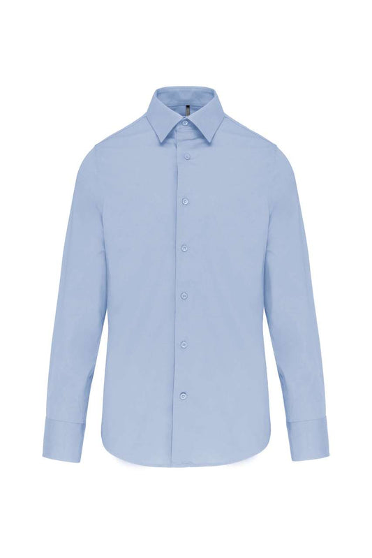 LONG-SLEEVED COTTON/ELASTANE SHIRT - Light Blue - Main