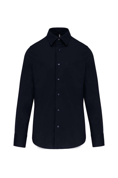 LONG-SLEEVED COTTON/ELASTANE SHIRT - Navy - Main