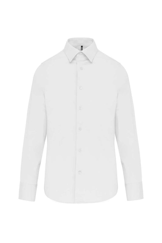 LONG-SLEEVED COTTON/ELASTANE SHIRT - White - Main