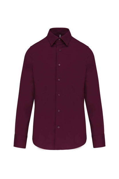 LONG-SLEEVED COTTON/ELASTANE SHIRT - Wine - Main