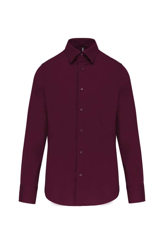 LONG-SLEEVED COTTON/ELASTANE SHIRT - Wine - Main