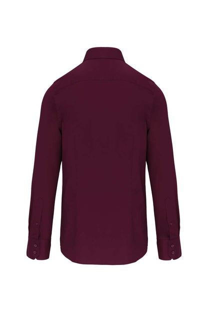 LONG-SLEEVED COTTON/ELASTANE SHIRT - Wine - Additional