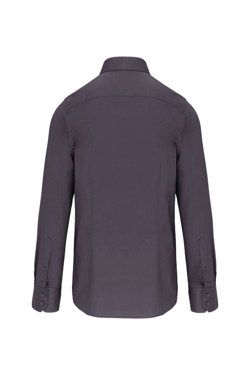LONG-SLEEVED COTTON/ELASTANE SHIRT - Zinc - Additional