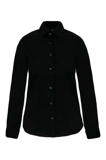 LADIES' LONG-SLEEVED STRETCH SHIRT - Black - Additional