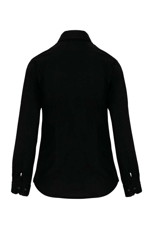LADIES' LONG-SLEEVED STRETCH SHIRT - Black - Main