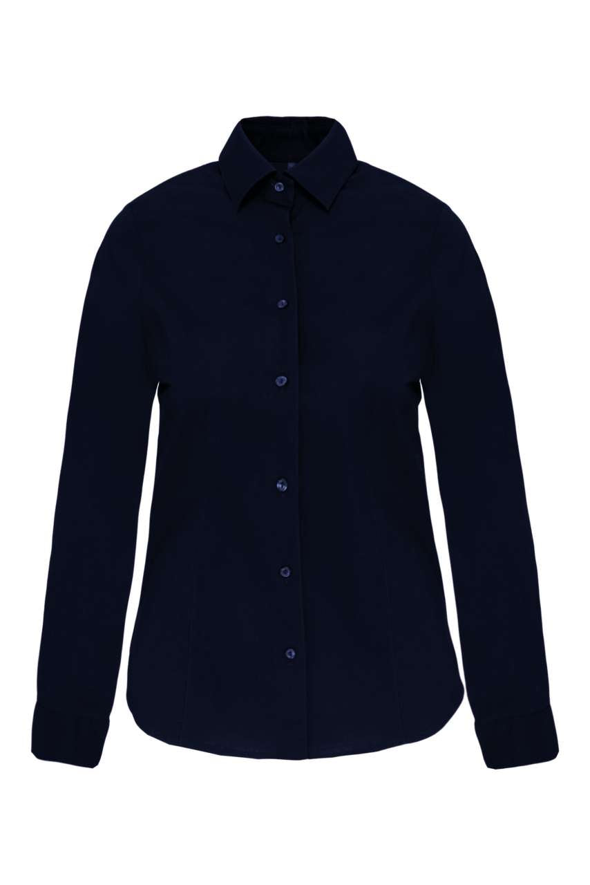 LADIES' LONG-SLEEVED STRETCH SHIRT - Navy - Main