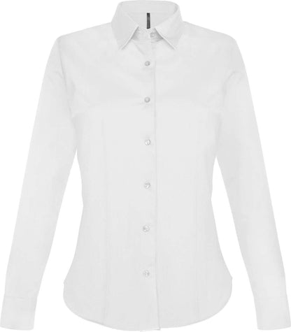 LADIES' LONG-SLEEVED STRETCH SHIRT - White - Main