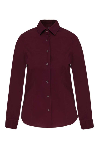 LADIES' LONG-SLEEVED STRETCH SHIRT - Wine - Main