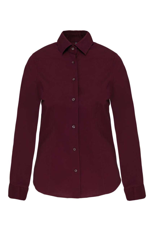LADIES' LONG-SLEEVED STRETCH SHIRT - Wine - Main