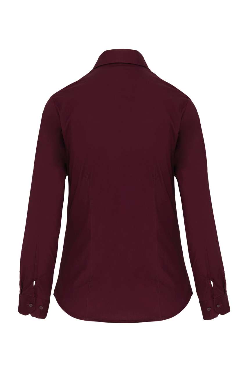 LADIES' LONG-SLEEVED STRETCH SHIRT - Wine - Additional