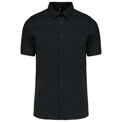 SHORT-SLEEVED COTTON/ELASTANE SHIRT - Black - Main