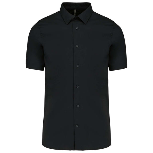SHORT-SLEEVED COTTON/ELASTANE SHIRT - Black - Main