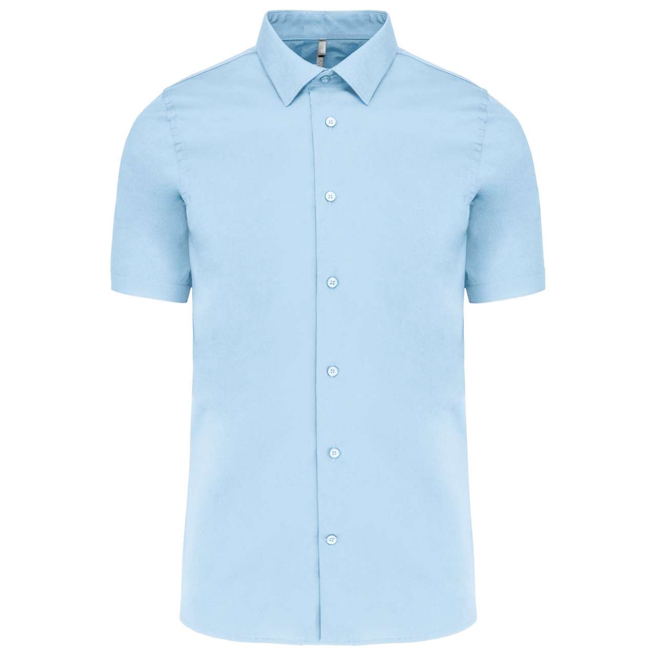 SHORT-SLEEVED COTTON/ELASTANE SHIRT - Light Blue - Main
