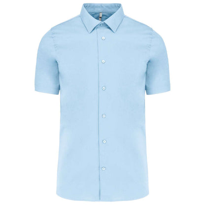 SHORT-SLEEVED COTTON/ELASTANE SHIRT - Light Blue - Main