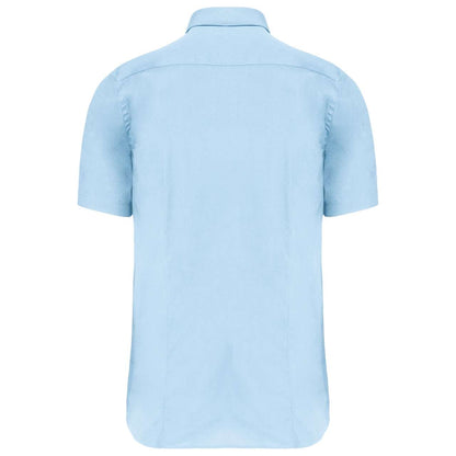 SHORT-SLEEVED COTTON/ELASTANE SHIRT - Light Blue - Additional