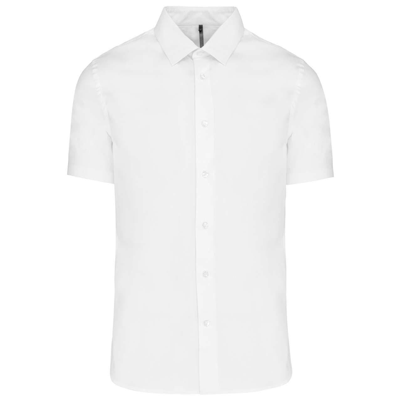 SHORT-SLEEVED COTTON/ELASTANE SHIRT - White - Main