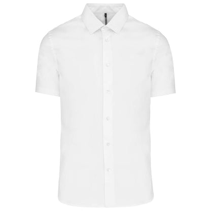 SHORT-SLEEVED COTTON/ELASTANE SHIRT - White - Main