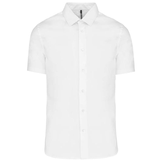 SHORT-SLEEVED COTTON/ELASTANE SHIRT - White - Main