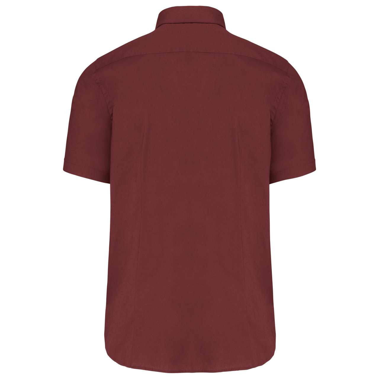 SHORT-SLEEVED COTTON/ELASTANE SHIRT - Wine - Additional