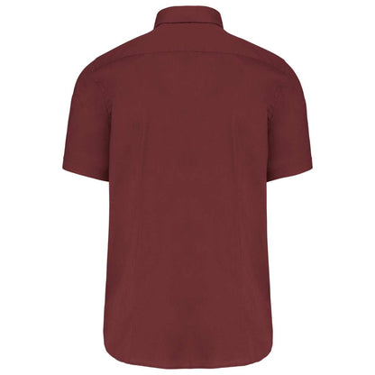 SHORT-SLEEVED COTTON/ELASTANE SHIRT - Wine - Additional