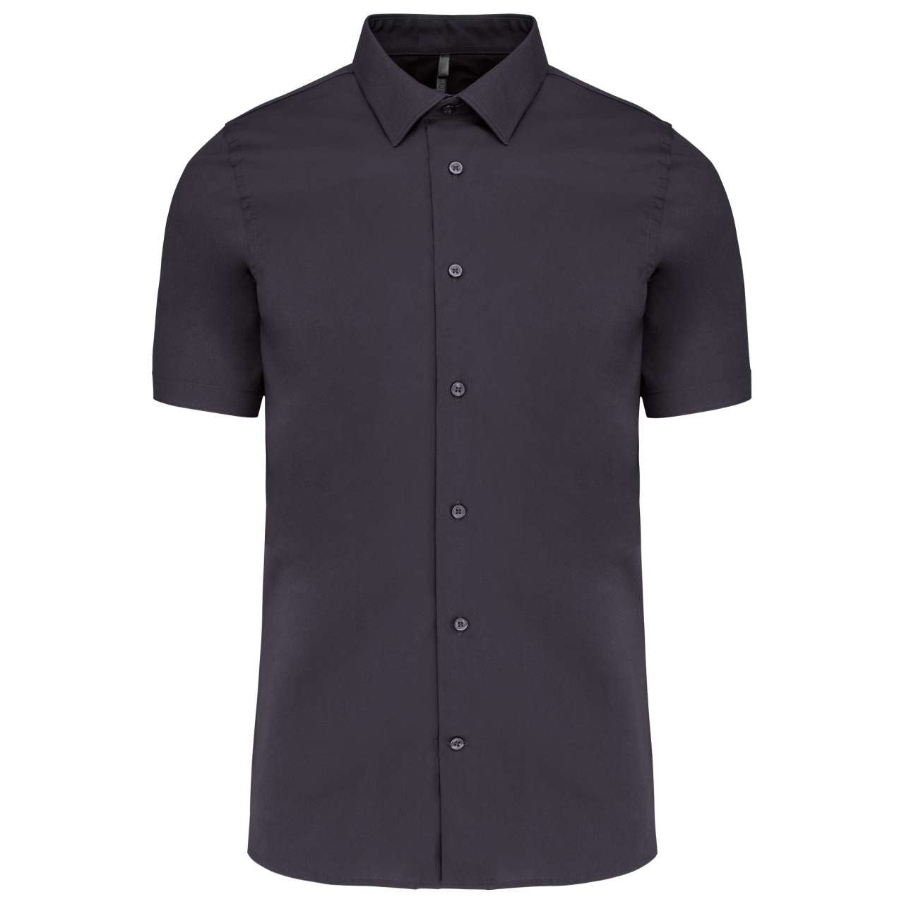 SHORT-SLEEVED COTTON/ELASTANE SHIRT - Zinc - Main