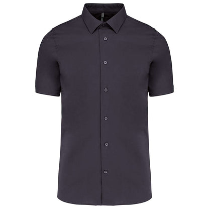 SHORT-SLEEVED COTTON/ELASTANE SHIRT - Zinc - Main