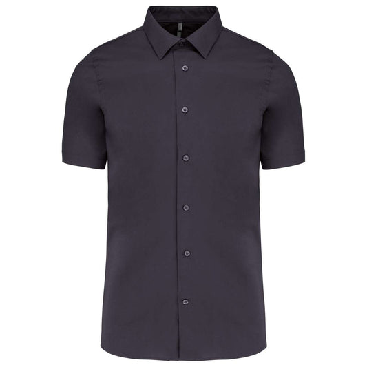 SHORT-SLEEVED COTTON/ELASTANE SHIRT - Zinc - Main