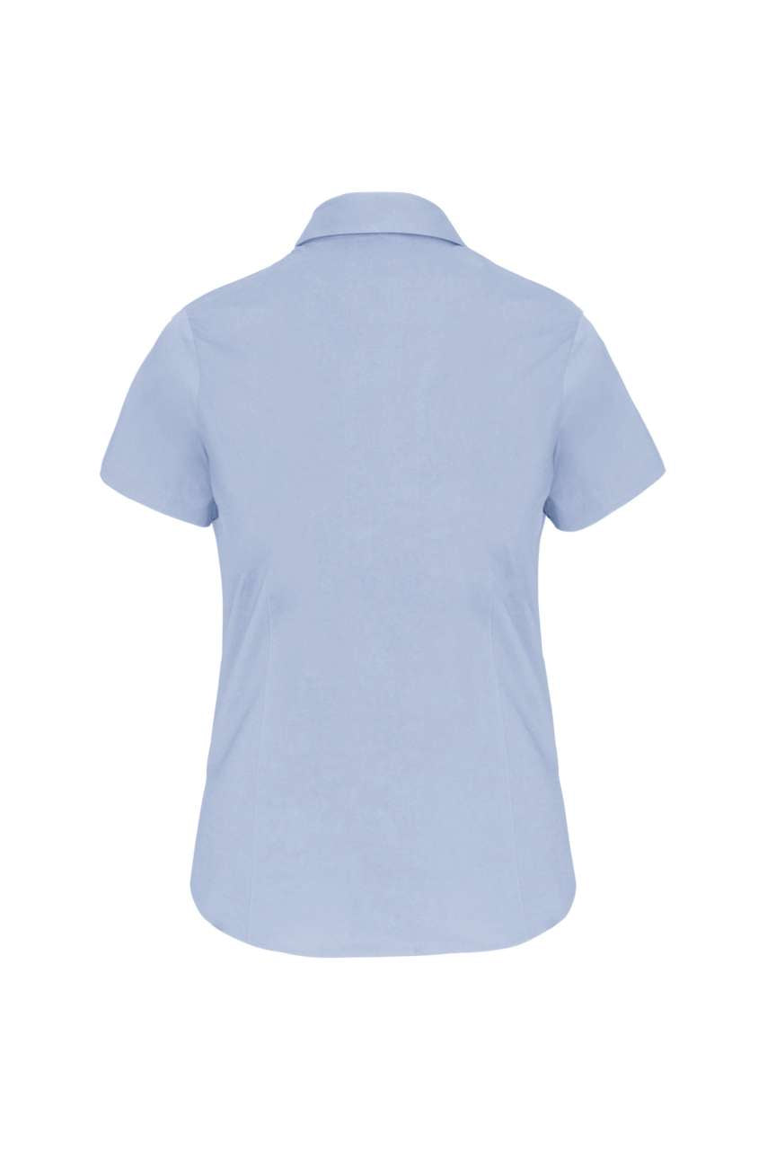 LADIES' SHORT-SLEEVED COTTON/ELASTANE SHIRT - Light Blue - Additional