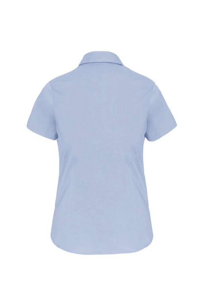 LADIES' SHORT-SLEEVED COTTON/ELASTANE SHIRT - Light Blue - Additional