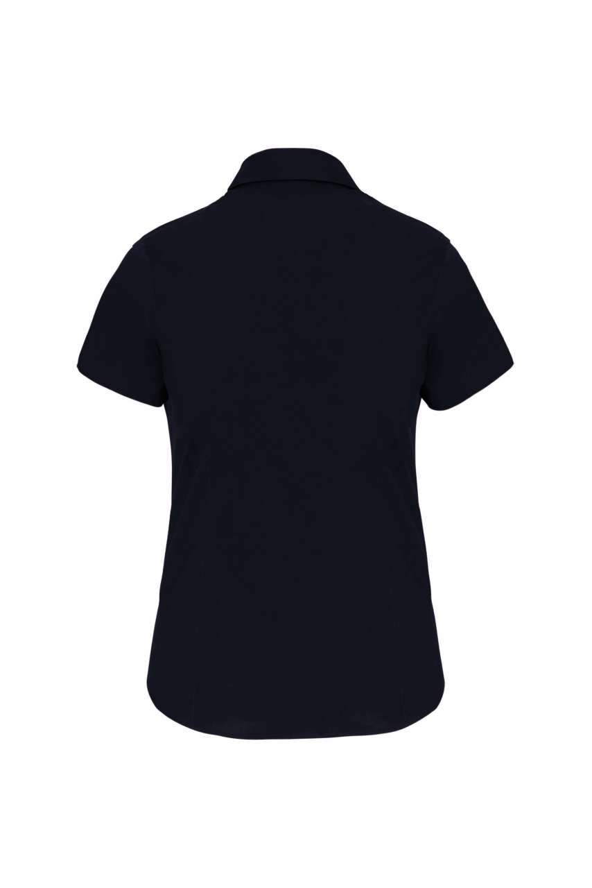 LADIES' SHORT-SLEEVED COTTON/ELASTANE SHIRT - Navy - Additional