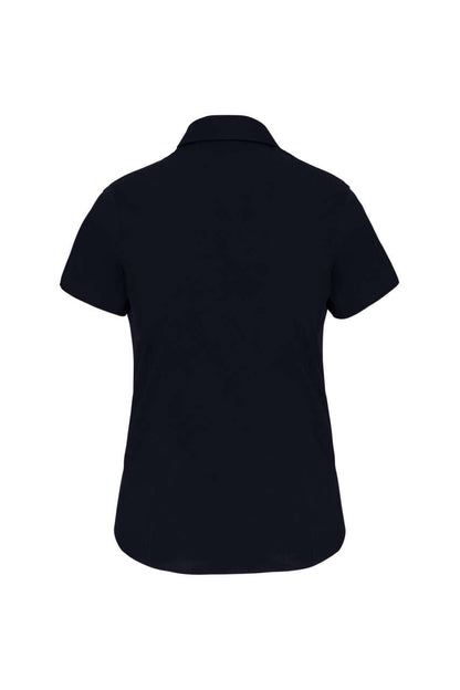 LADIES' SHORT-SLEEVED COTTON/ELASTANE SHIRT - Navy - Additional