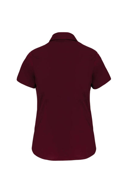 LADIES' SHORT-SLEEVED COTTON/ELASTANE SHIRT - Wine - Additional