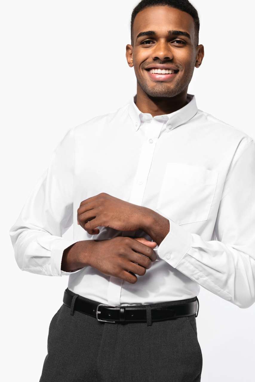 MEN'S LONG-SLEEVED OXFORD SHIRT - White - Additional