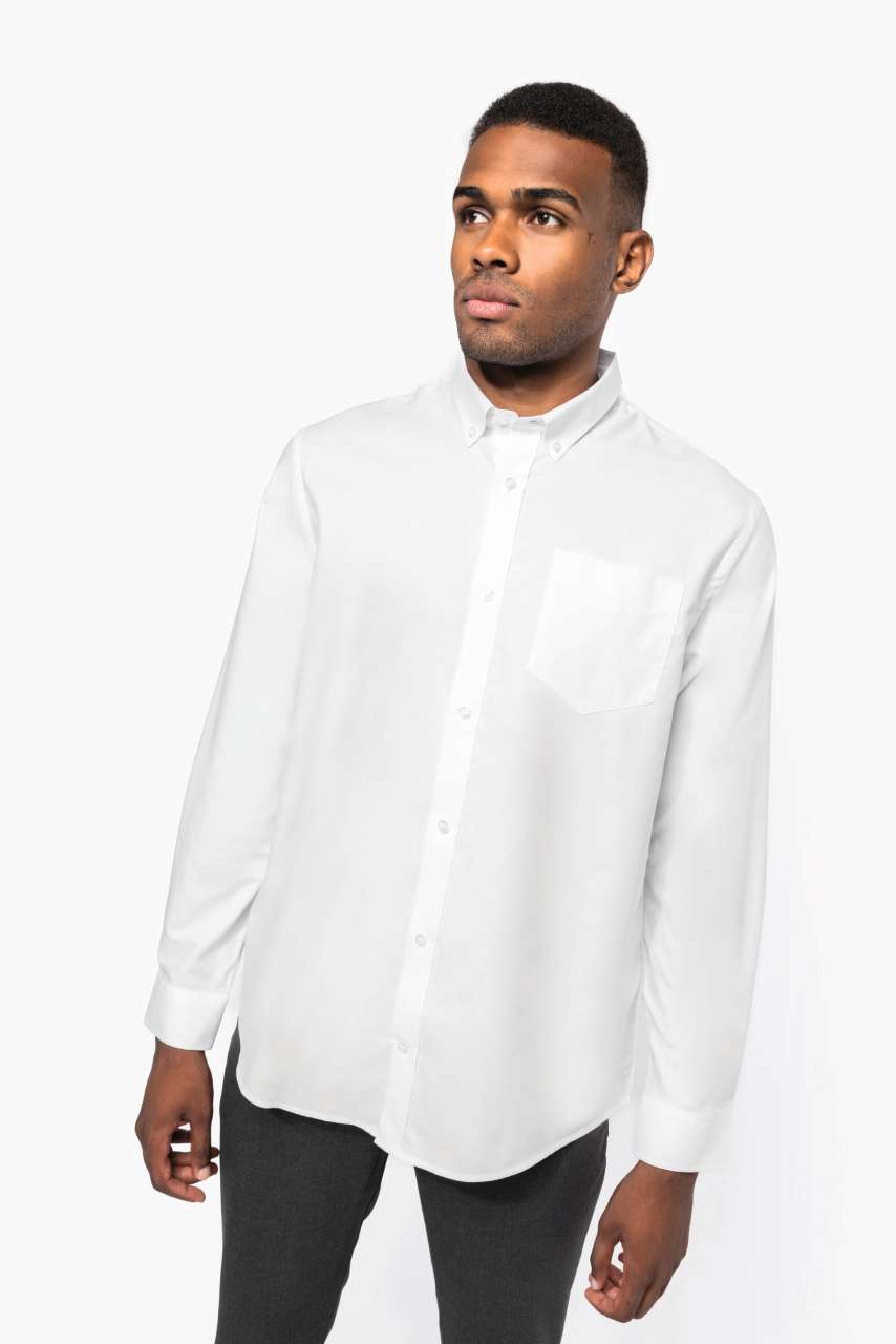 MEN'S LONG-SLEEVED OXFORD SHIRT - White - Model
