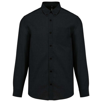 MEN'S LONG-SLEEVED OXFORD SHIRT - Black - Main