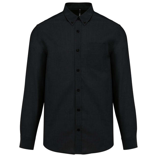 MEN'S LONG-SLEEVED OXFORD SHIRT - Black - Main